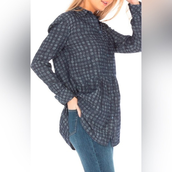 APNY 100% Organic Cotton Polka Dot Button-Up Tunic - Picture 1 of 10